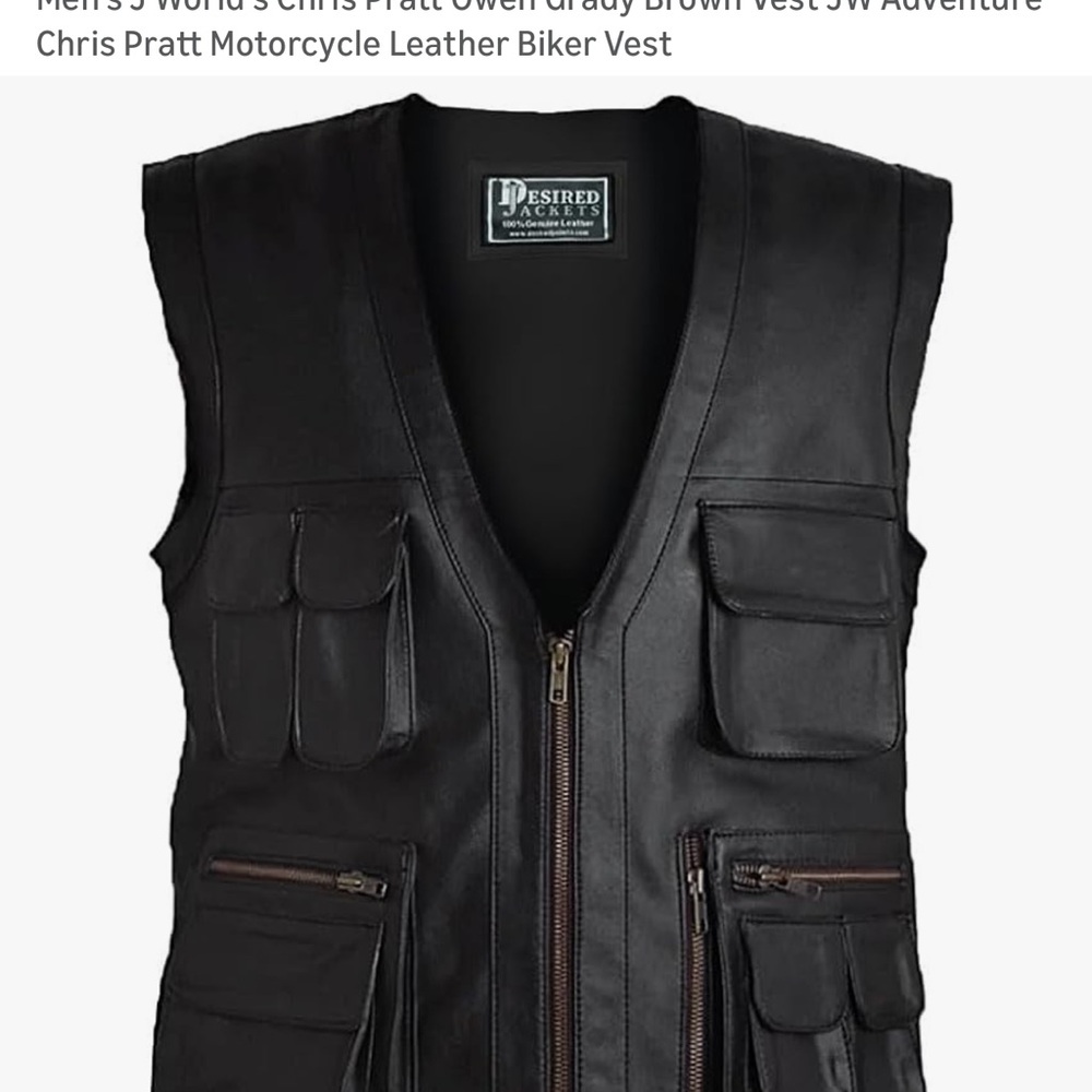 Chris Pratt Owen Grady Brown Vest copycat- Genuine Leather - Picture 6 of 7